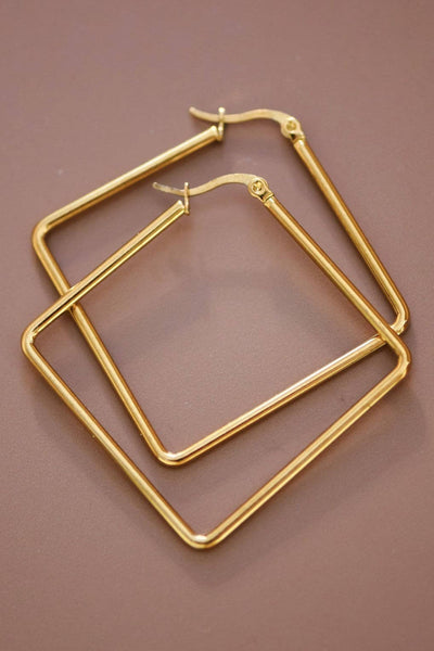 Square 18k Gold Earrings