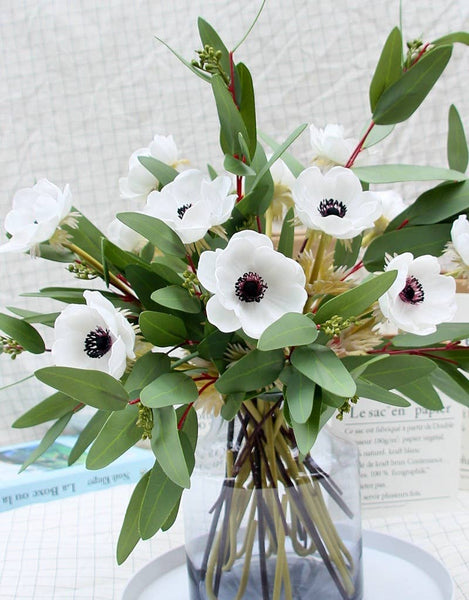 Real Touch Anemone | 5 stem raffia tied 12"