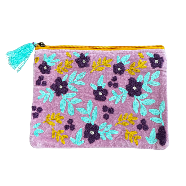 Floral Lavender Embroidered Durable Coin Purse