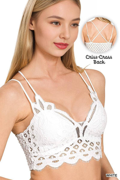 Vivi Scalloped Lace  Bralette | White