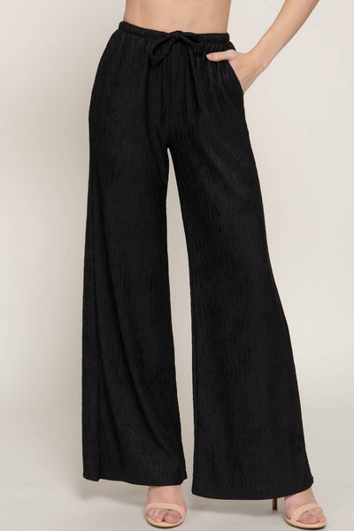 Claire Crinkle Pants | Black