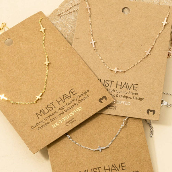 Gold Dipped Cross Necklace | Gold, Silver, Rose Gold