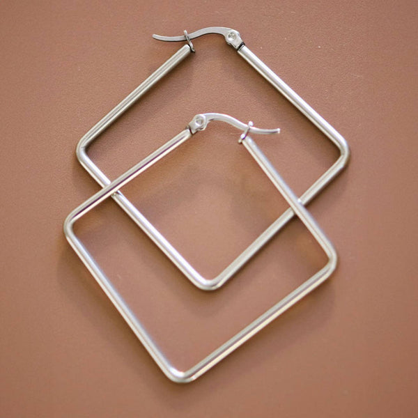 Square Silver Earrings