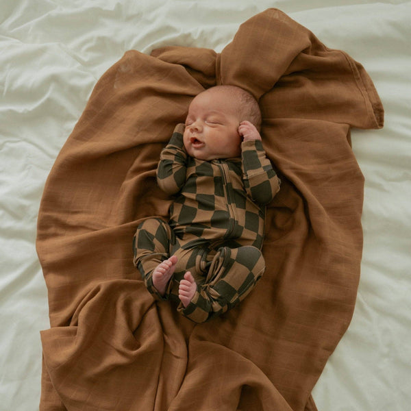 Earth Checkerboard Zipper Romper