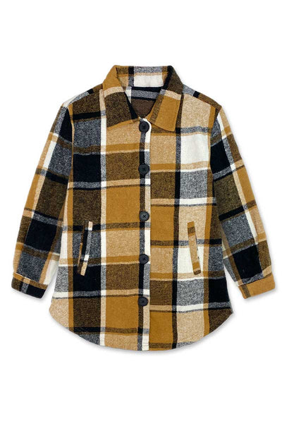 Plaid Flannel Shacket | Brown, aTan & Black