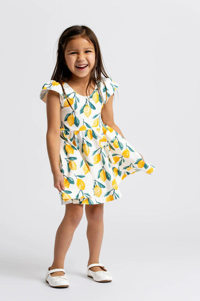 Watercolor Lemons Twirl Dress