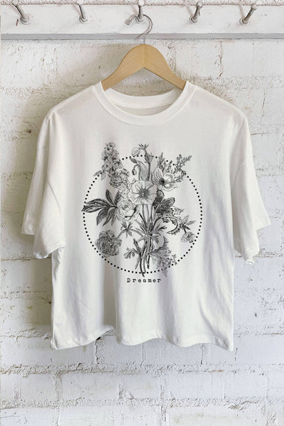 Dreamer Flower Long Crop Tee