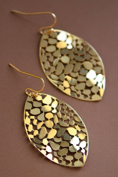 Golden Leaf Drop Earrings