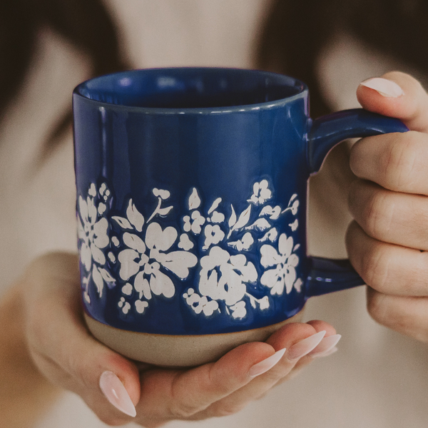 Blue Floral | Stoneware Coffee Mug