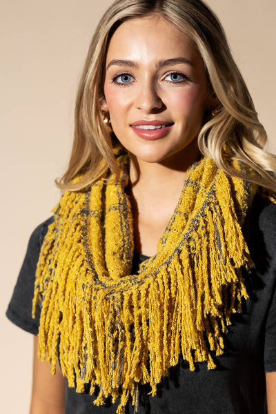 Mustard Plaid Infinity Knit Scarf
