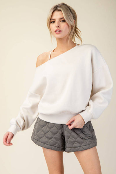 Ray French Terry Off the Shoulders Sweatshirt