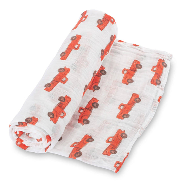 Swaddle | Truckin' On Baby Muslin Swaddle Blanket