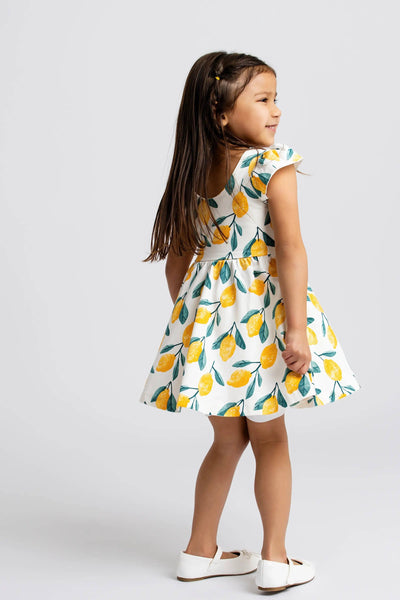 Watercolor Lemons Twirl Dress