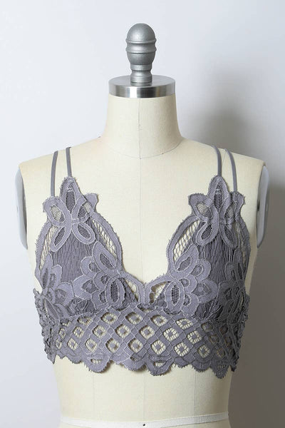 Vivi Scalloped Lace  Bralette | Grey