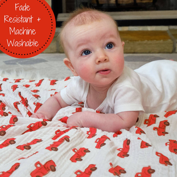 Swaddle | Truckin' On Baby Muslin Swaddle Blanket