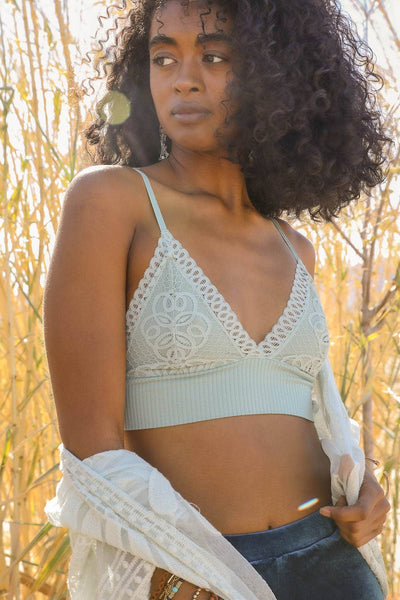 Lace Longline  Bralette - Sage