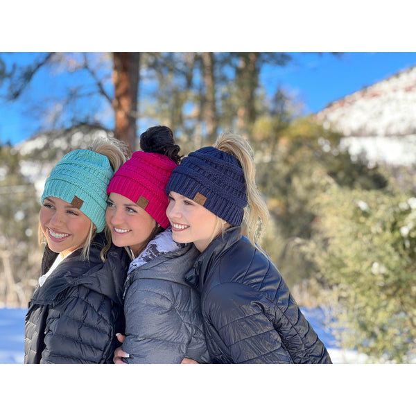 C.C | Solid Classic Messy Bun Beanie