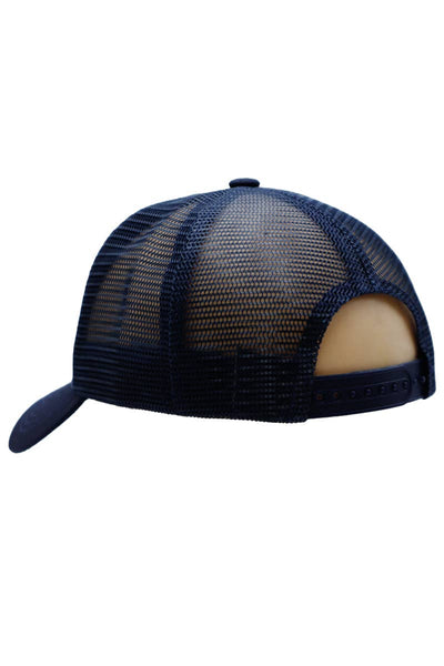 Solid American Flag Curve Brim Trucker Hat | Navy