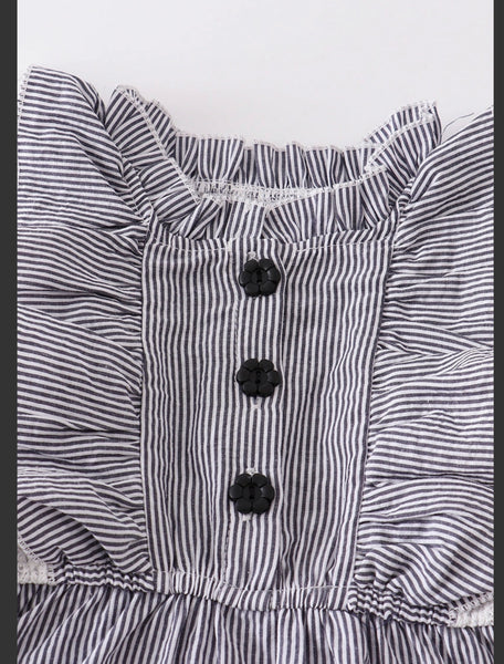 Lacey Ruffles & Grey Stripes | Dress