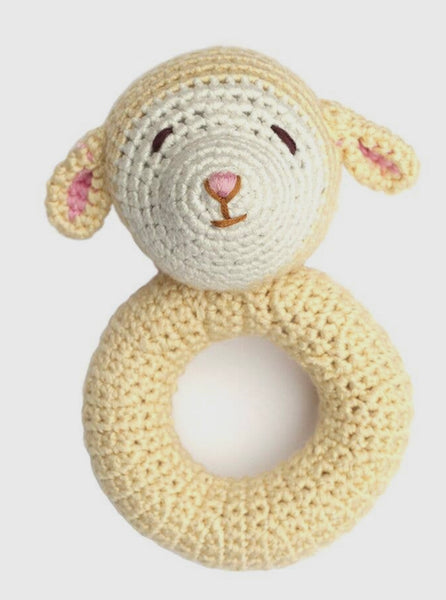 Rattle -| Lamb Ring Hand Crocheted