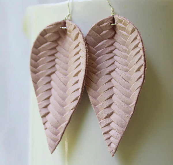 Braided Leaf Earrings | Blush