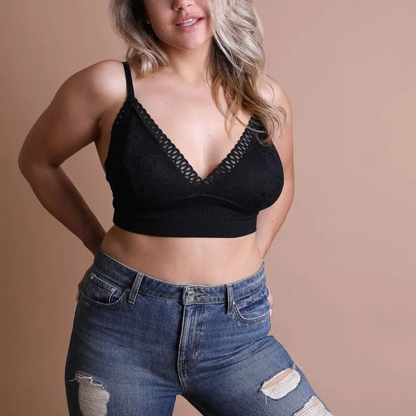 Lace Longline Bralette | Black