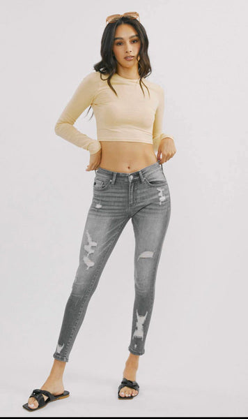 KanCan | Lexi Grey Distressed Skinny Jeans